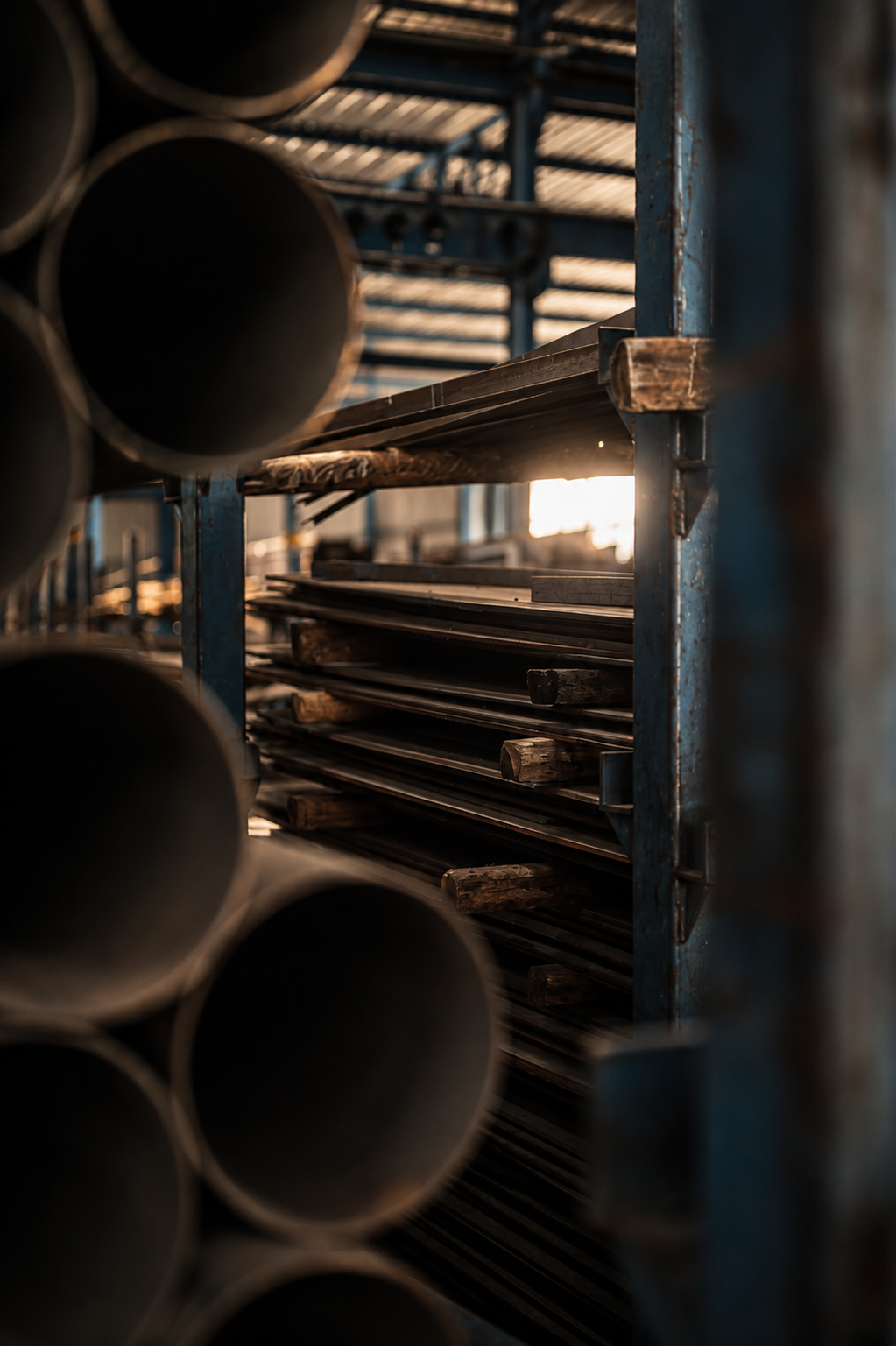Stacked steel bars